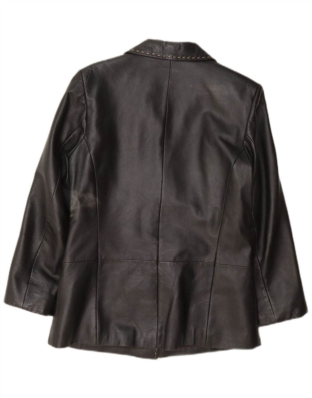 Giacca blazer in pelle a 3 bottoni da donna Julia S. Roma UK 12 media nera