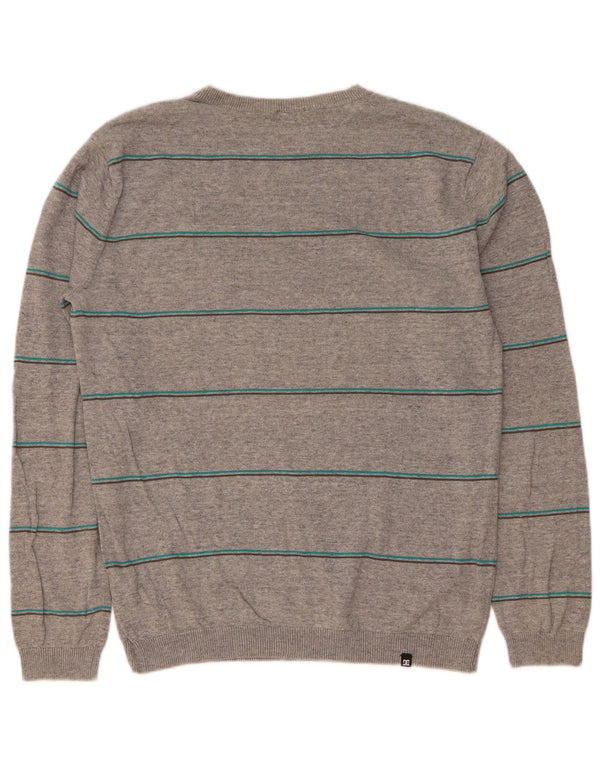 Maglione DC da uomo girocollo in cotone a righe grigio medio