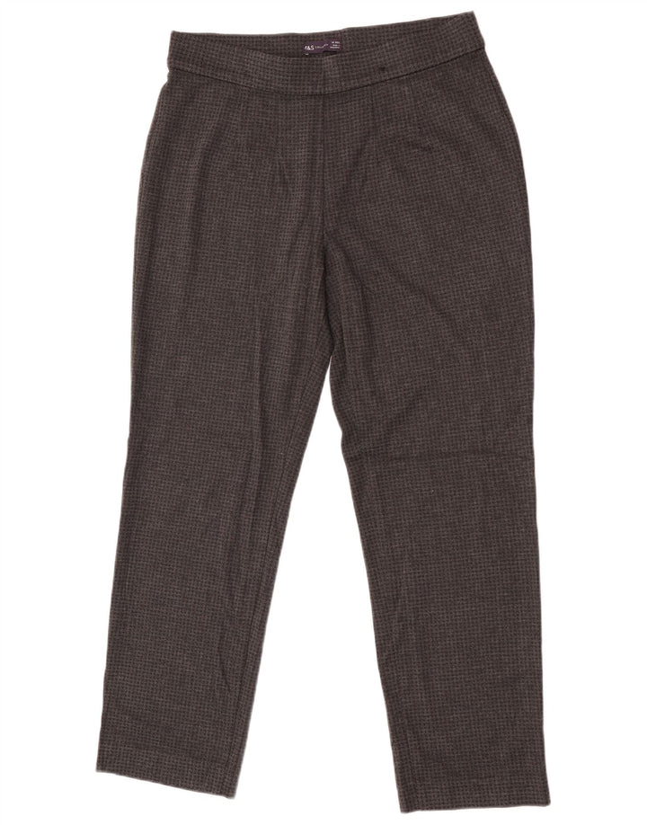 Pantaloni da donna Marks & Spencer UK 14 Large W32 L28 Pied de poule grigio