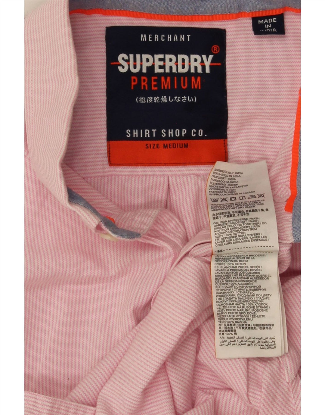 Camicia da uomo a maniche corte con vestibilità regolare Superdry, cotone gessato rosa medio
