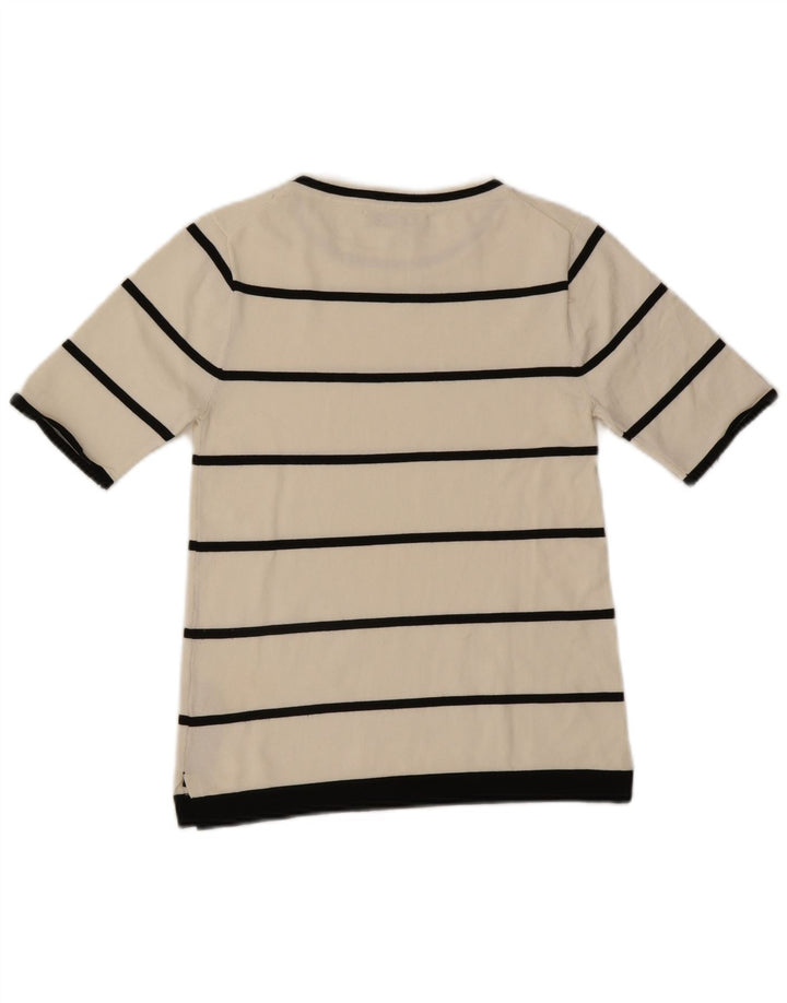 T-shirt Zara da donna Top UK 12 viscosa a righe bianche medie