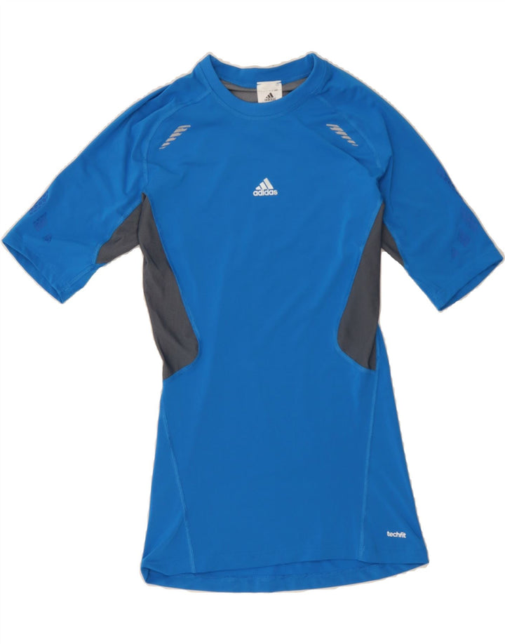 ADIDAS Womens T-Shirt Top UK 12 Medium Blue Colourblock Polyester Vintage Adidas and Second-Hand Adidas from Messina Hembry 