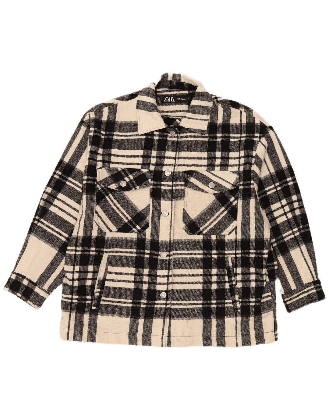 Giacca utility oversize da donna Zara UK 14 poliestere medio nero a quadri