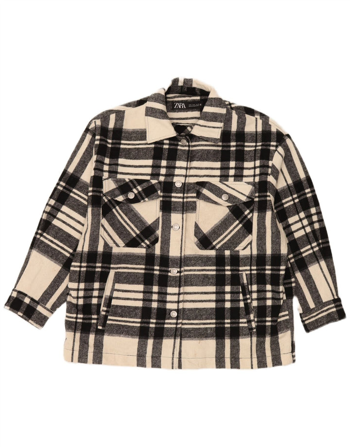 Giacca utility oversize da donna Zara UK 14 poliestere medio nero a quadri