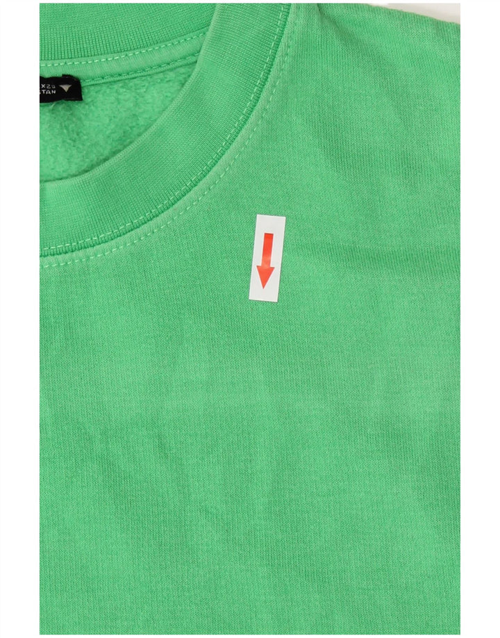 Felpa corta da donna Zara UK 14 cotone verde medio