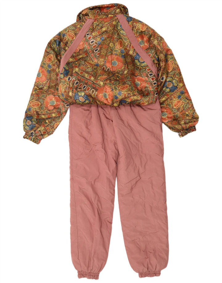 Tuta da sci da donna vintage UK 14 Poliestere floreale rosa medio
