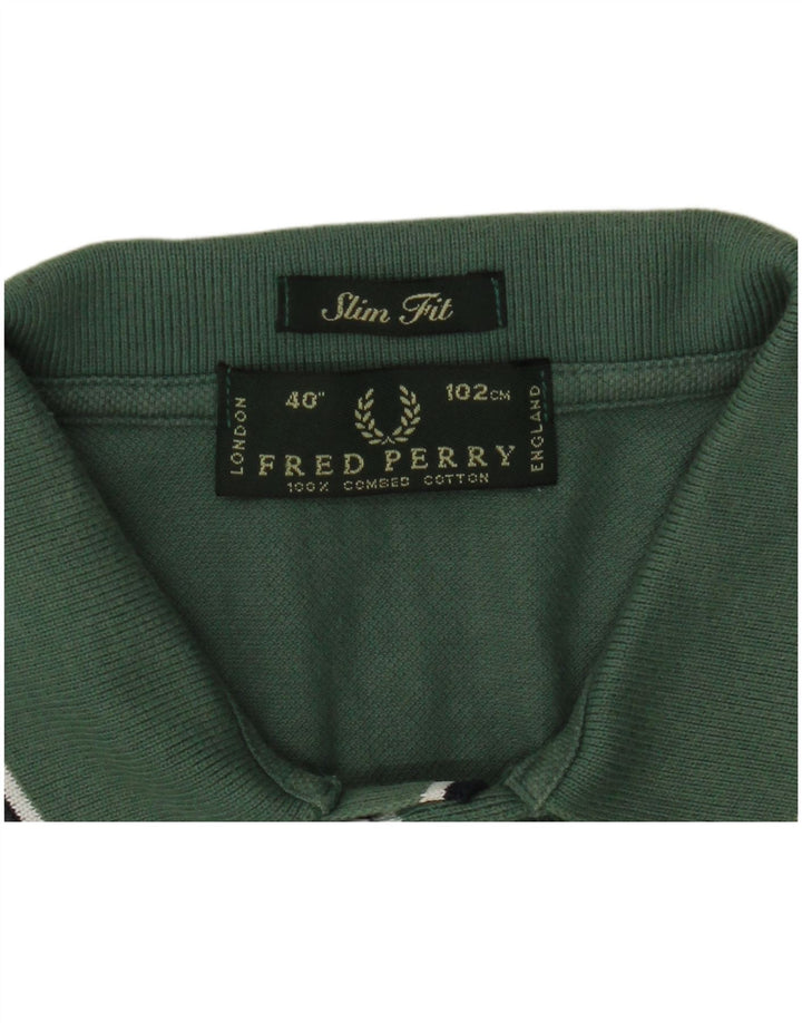 Polo da uomo slim fit Fred Perry in cotone verde medio