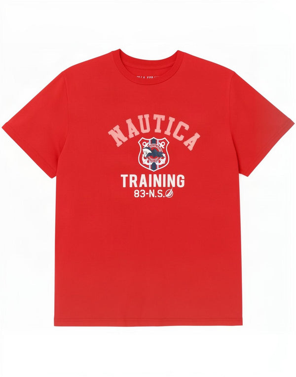 T-shirt grafica da uomo Nautica Top grande in cotone rosso