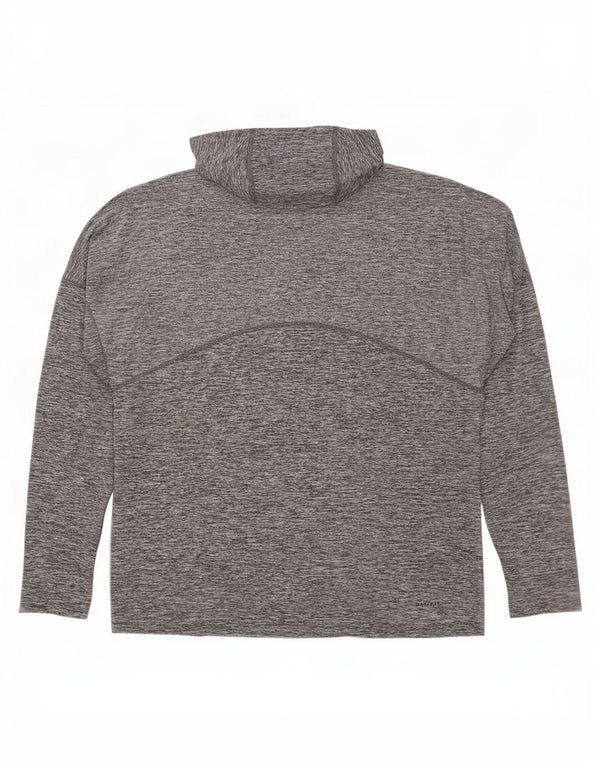Top Nike da uomo Dri Fit con cappuccio grafico a maniche lunghe grande grigio screziato