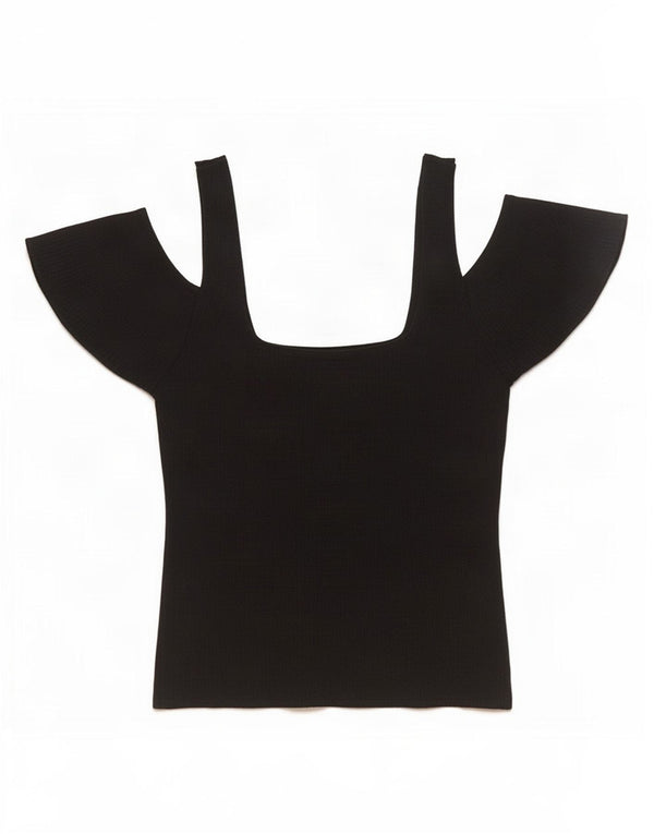 Topshop da donna con spalle scoperte Top UK 10 piccolo in viscosa nera
