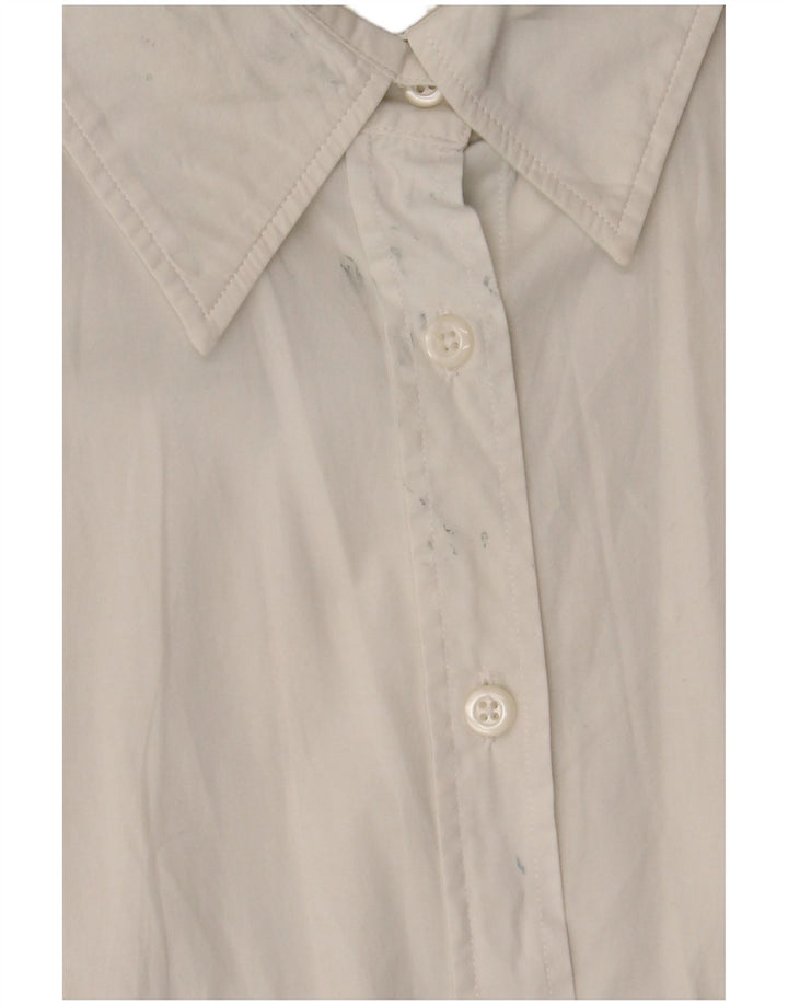 Camicia a maniche corte da donna BENETTON UK 16 grande cotone bianco