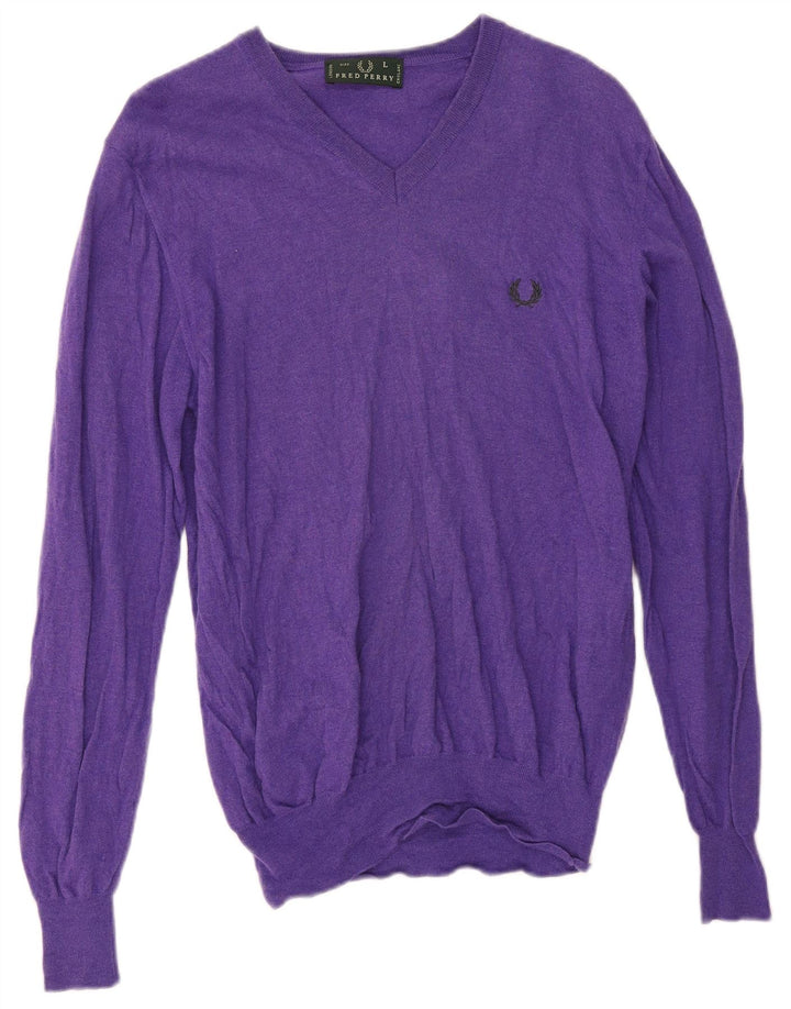 Maglione da uomo con scollo a V Fred Perry grande viola