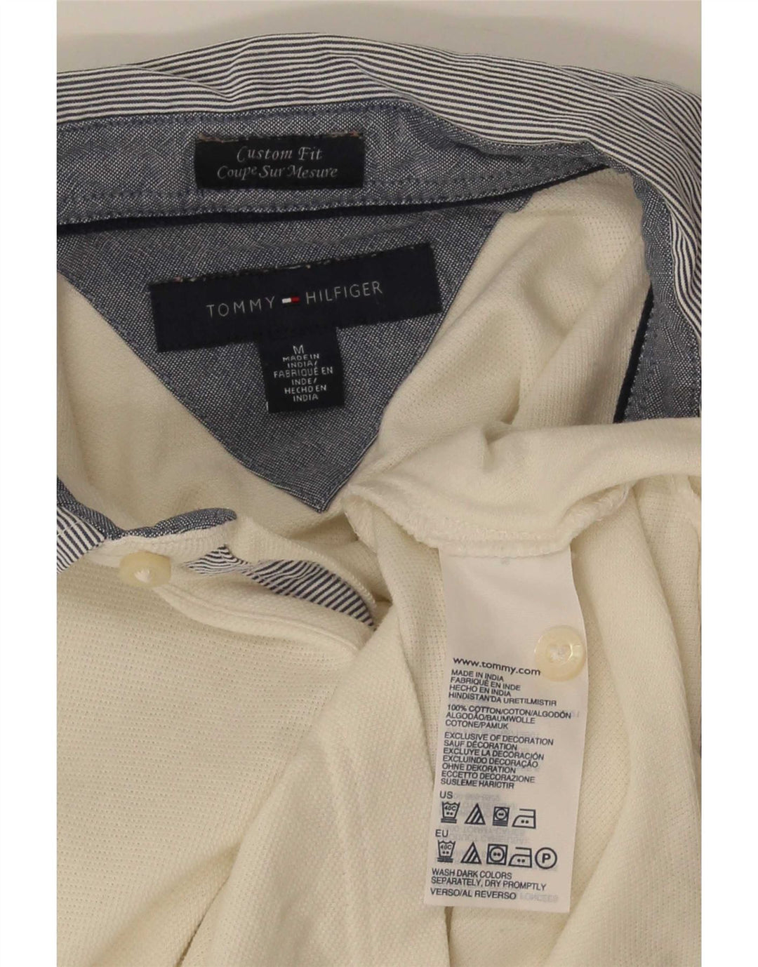Polo da uomo Custom Fit Tommy Hilfiger in cotone bianco medio