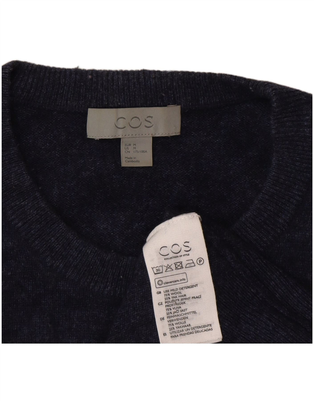 Maglione maglione girocollo da uomo Cos in lana blu navy medio