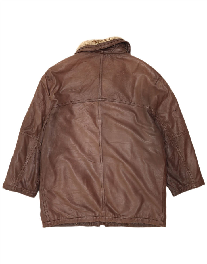 Cappotto in pelle da uomo vintage EU 48 in pelle marrone medio