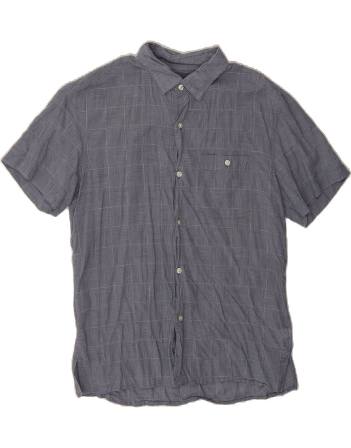 BONOBOS Mens Short Sleeve Shirt Medium Blue Check Cotton Vintage BONOBOS and Second-Hand BONOBOS from Messina Hembry 