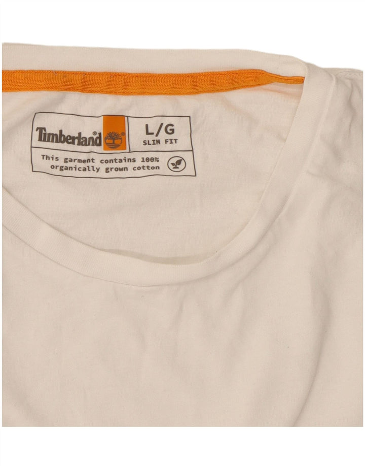 T-shirt da uomo slim fit Timberland Top grande in cotone bianco