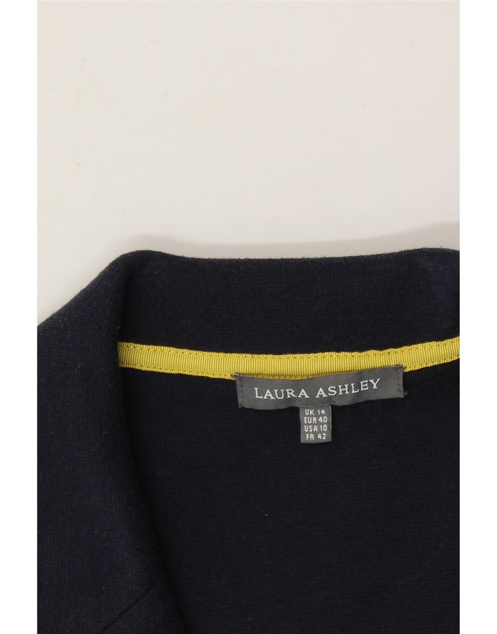 LAURA ASHLEY Womens 3 Button Blazer Jacket UK 14 Medium Navy Blue Cotton Vintage Laura Ashley and Second-Hand Laura Ashley from Messina Hembry 