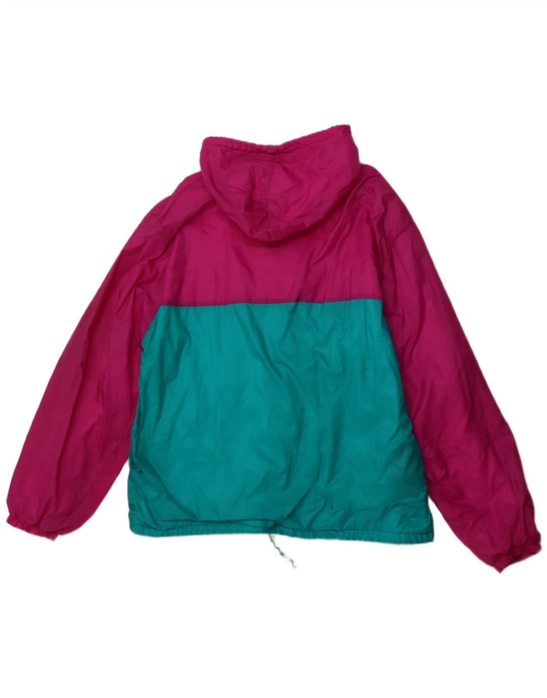Giacca antipioggia da uomo con cappuccio VINTAGE UK 42 XL Poliammide color block rosa
