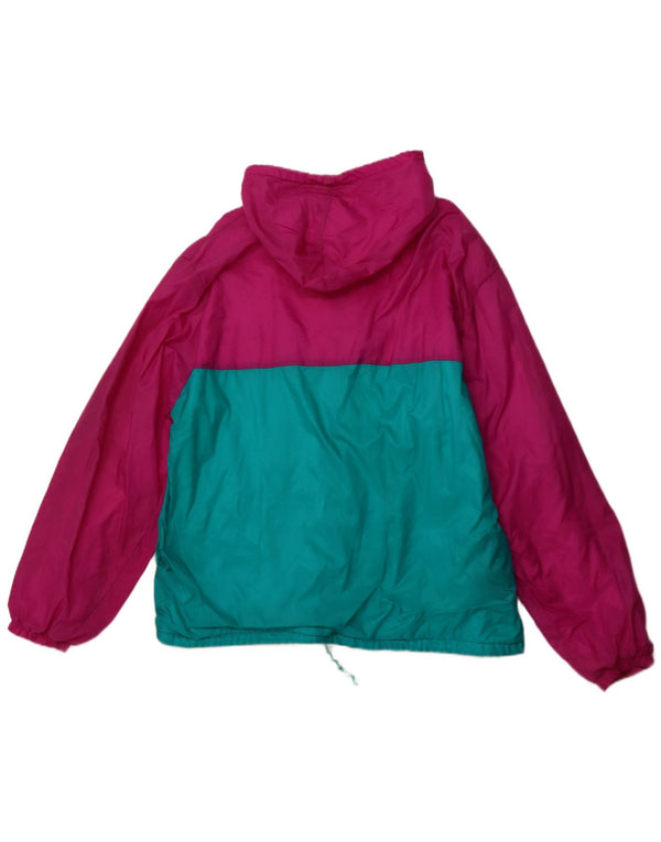 Giacca antipioggia da uomo con cappuccio VINTAGE UK 42 XL Poliammide color block rosa