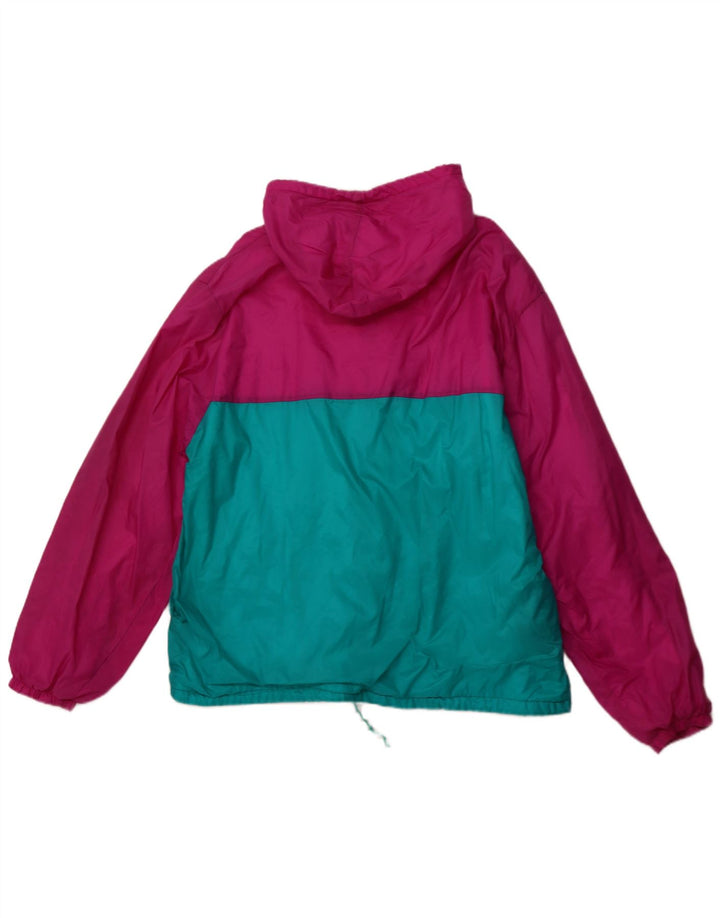 Giacca antipioggia da uomo con cappuccio VINTAGE UK 42 XL Poliammide color block rosa