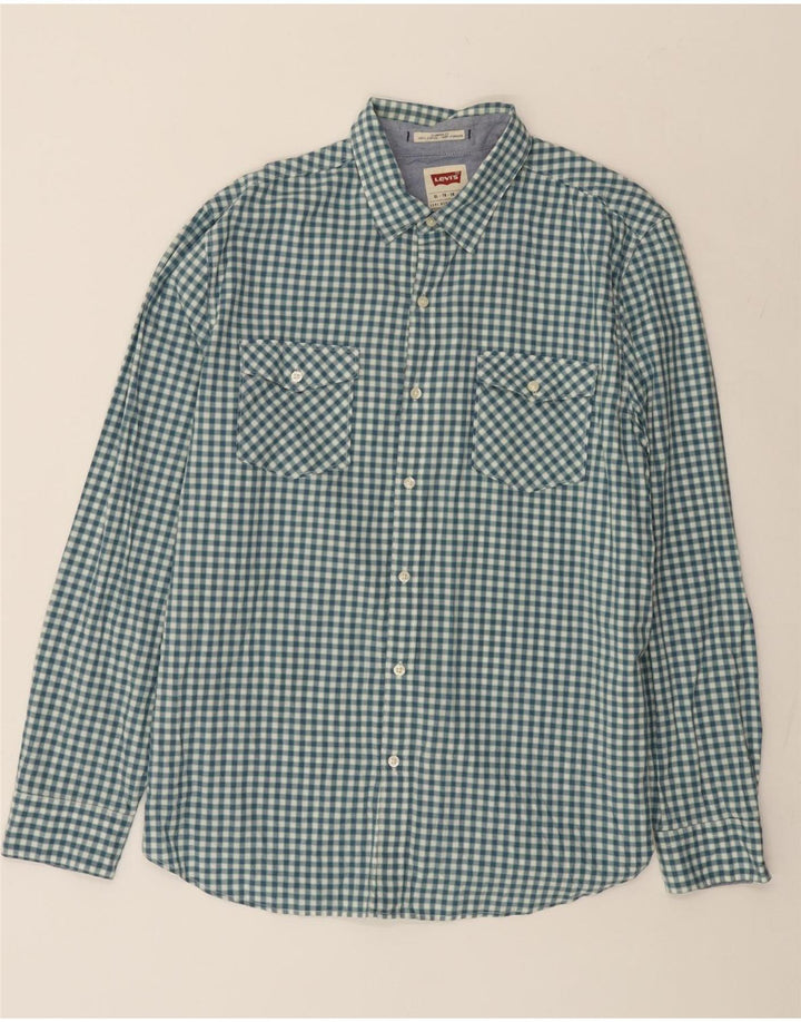 Camicia Levi's da uomo con vestibilità standard XL in cotone a quadretti blu
