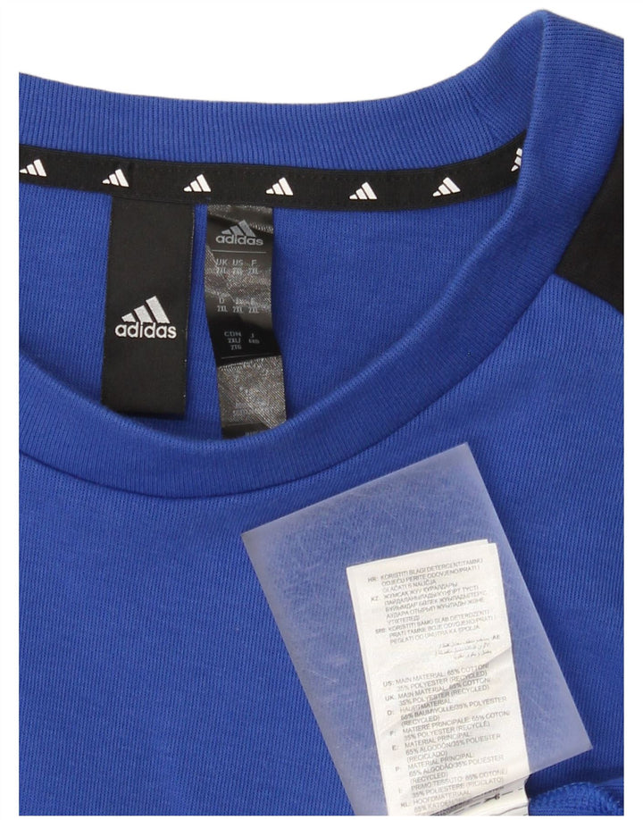 Felpa da uomo Adidas Jumper 2XL Blu Colourblock in cotone