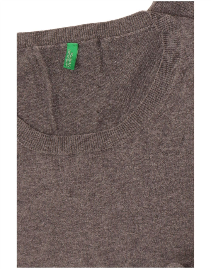Maglione maglione girocollo da uomo Benetton grigio medio