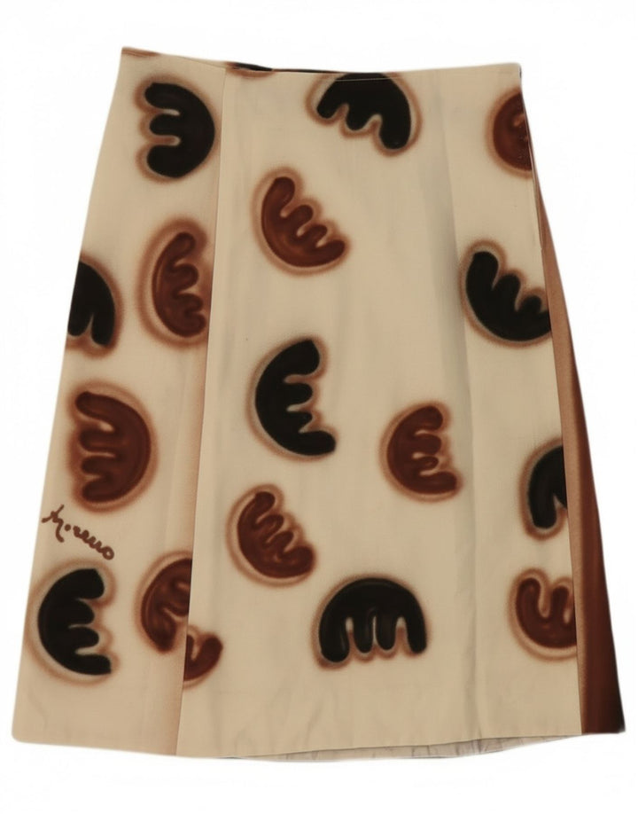 Gonna a trapezio da donna vintage W30 color block bianco medio