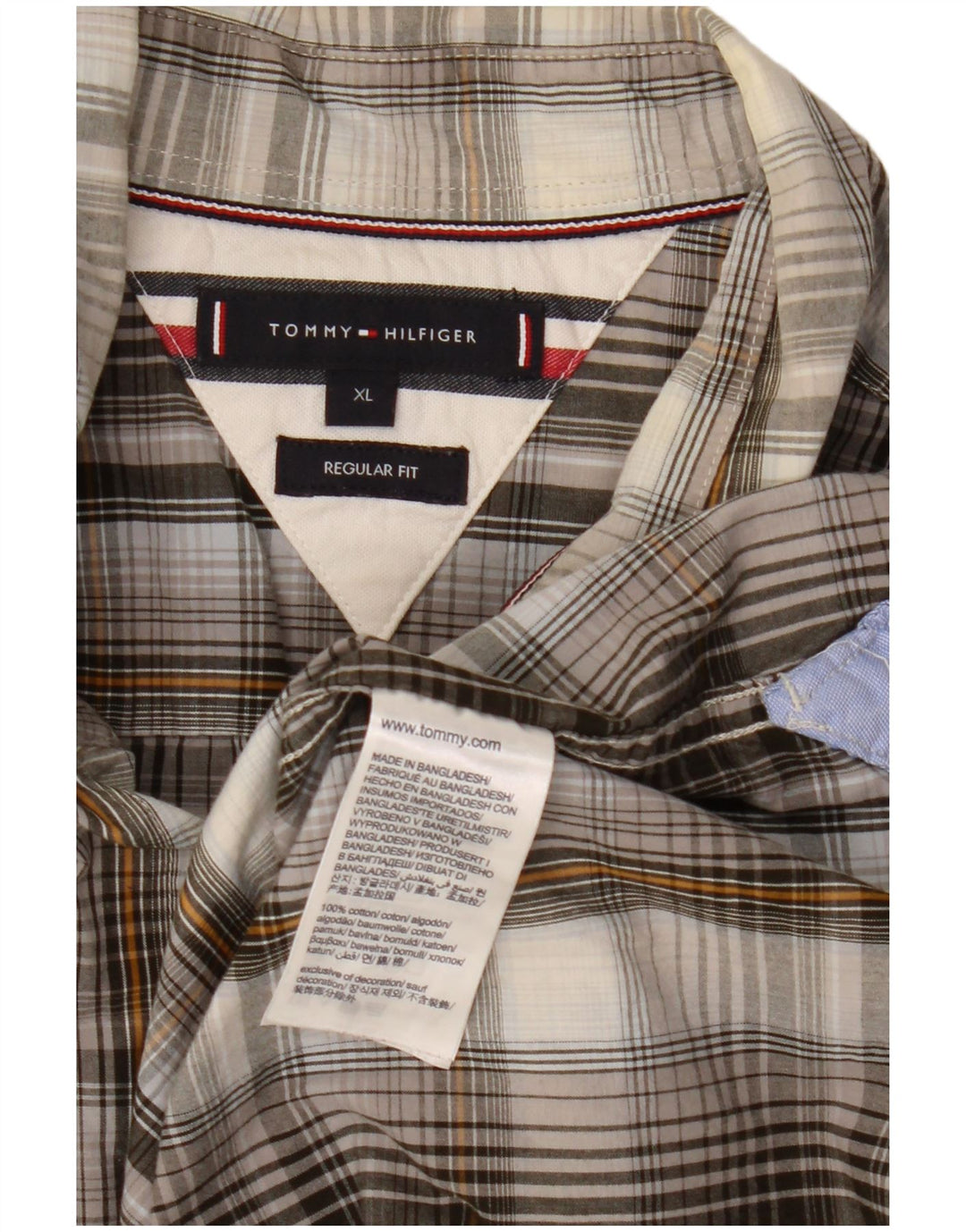 Camicia da uomo Regular Fit Tommy Hilfiger XL in cotone a quadri grigi