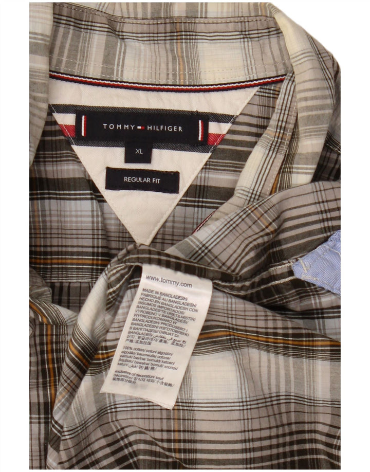Camicia da uomo Regular Fit Tommy Hilfiger XL in cotone a quadri grigi