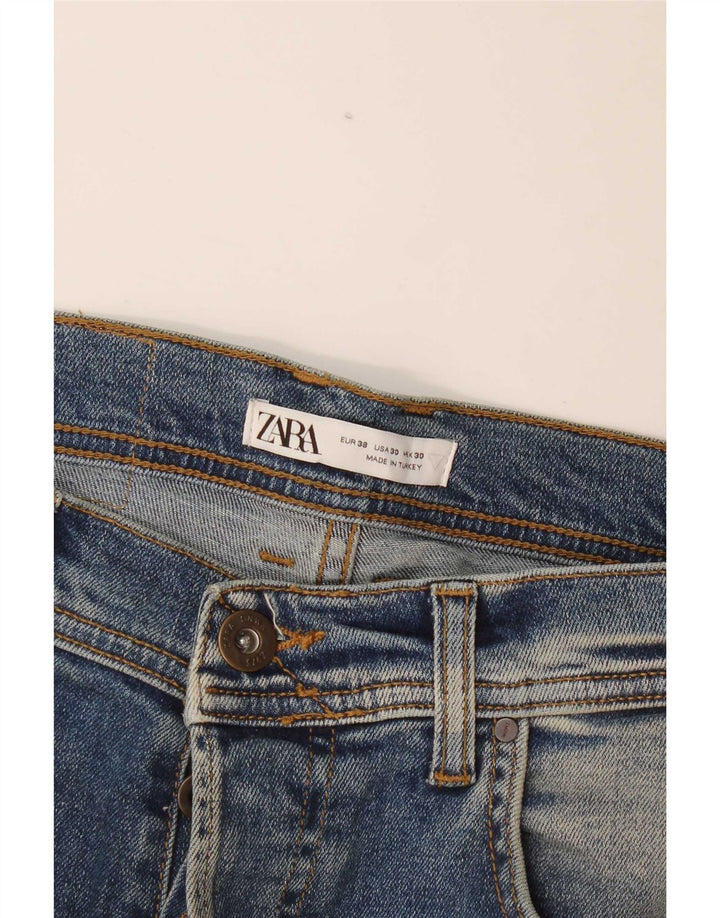 Jeans slim invecchiati da uomo Zara EU 38 piccoli W30 L30 blu