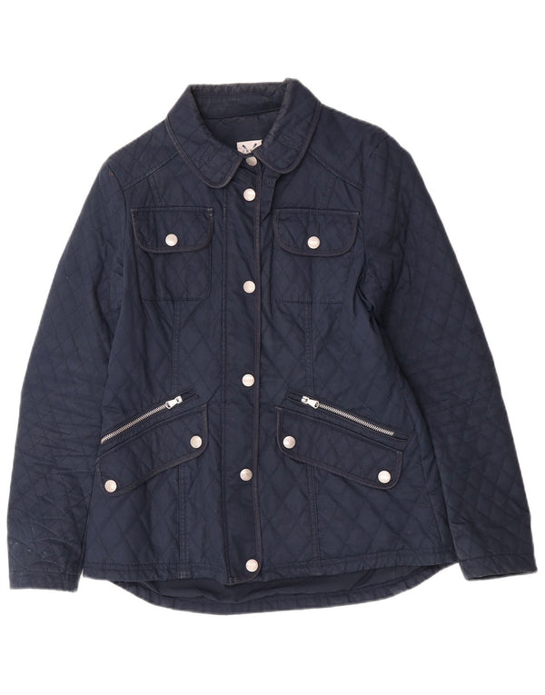 Crew Clothing Giacca trapuntata vestibilità regolare da donna UK 10 Small Blu Navy