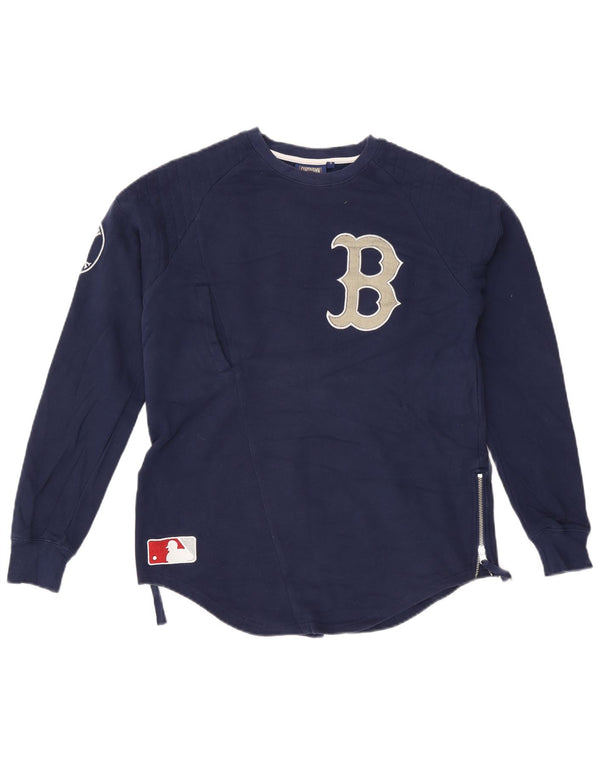 Majestic Felpa con grafica da donna Maglione UK 10 Small Blu Navy