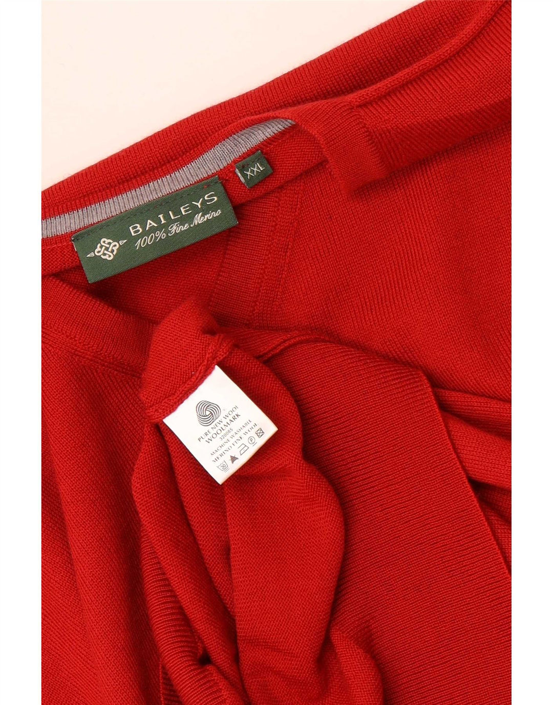 Maglione da uomo con scollo a V Baileys 2XL Rosso in lana vergine