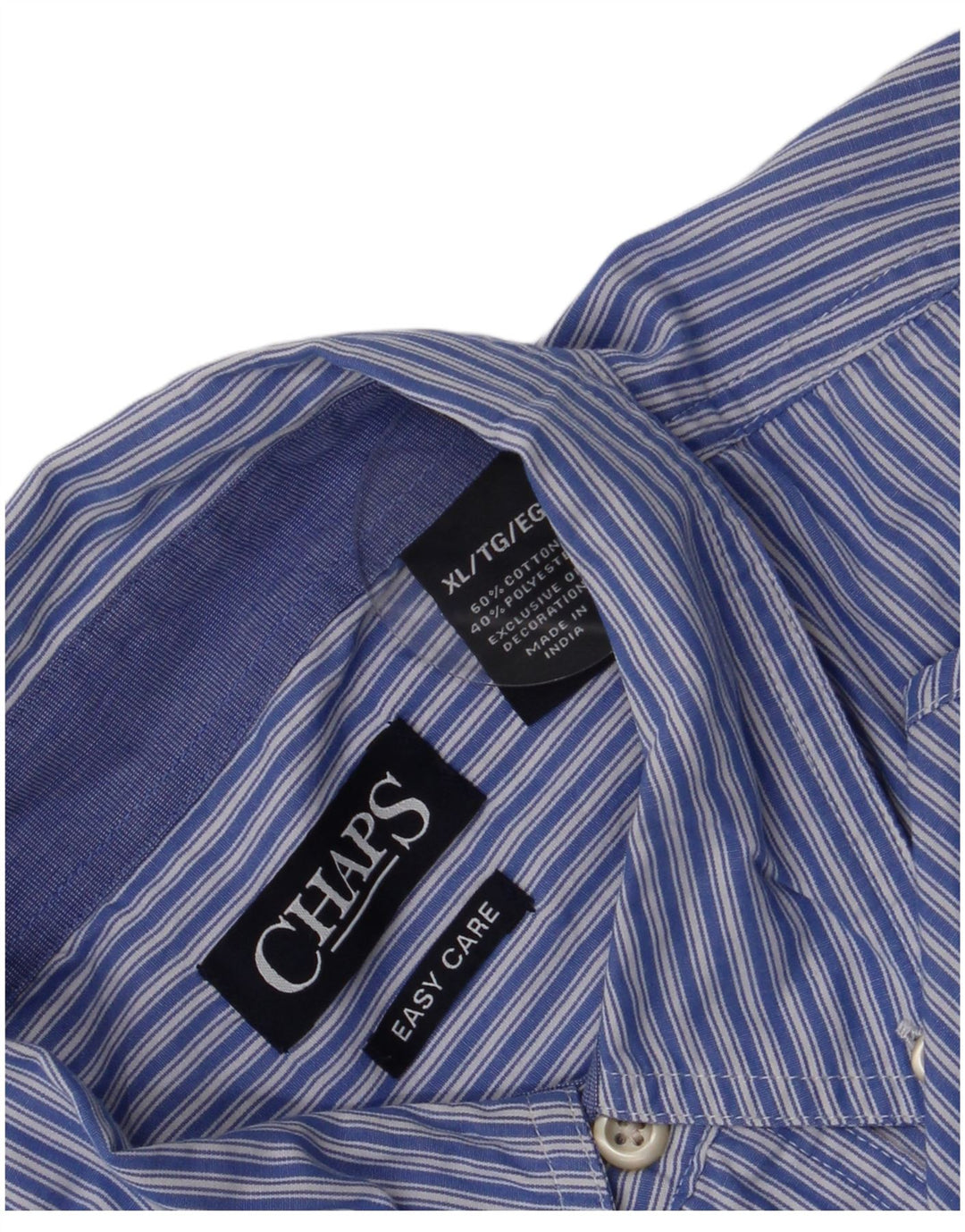 Camicia Chaps da uomo Easy Care XL in cotone a righe blu