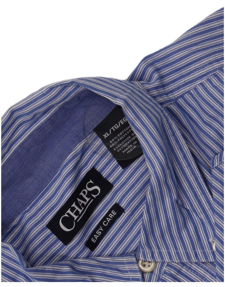 Camicia Chaps da uomo Easy Care XL in cotone a righe blu