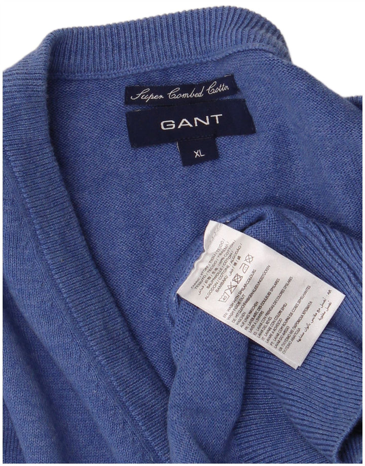 Gant Maglione da uomo con scollo a V XL in cotone blu