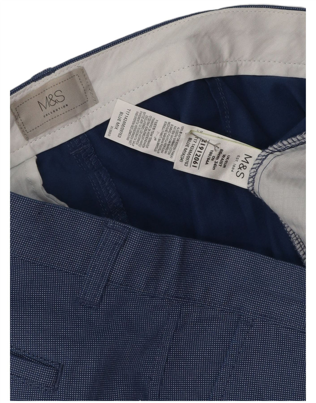 Pantaloncini chino da uomo Marks & Spencer W34 grandi in cotone blu