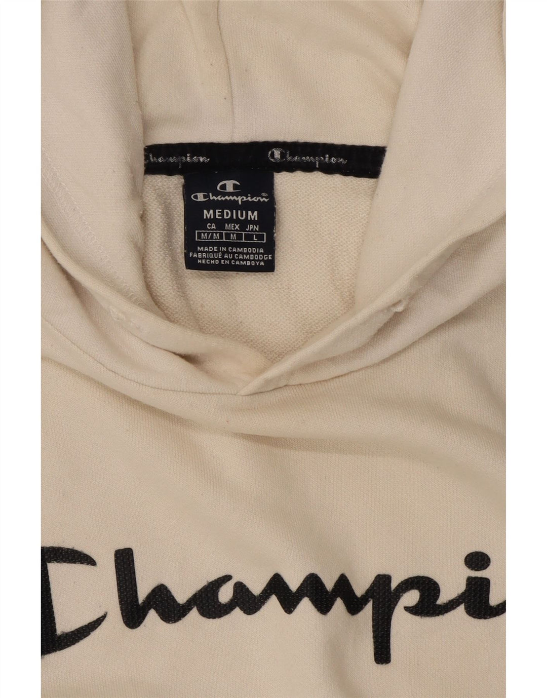 Maglione con cappuccio grafico da uomo Champion bianco medio