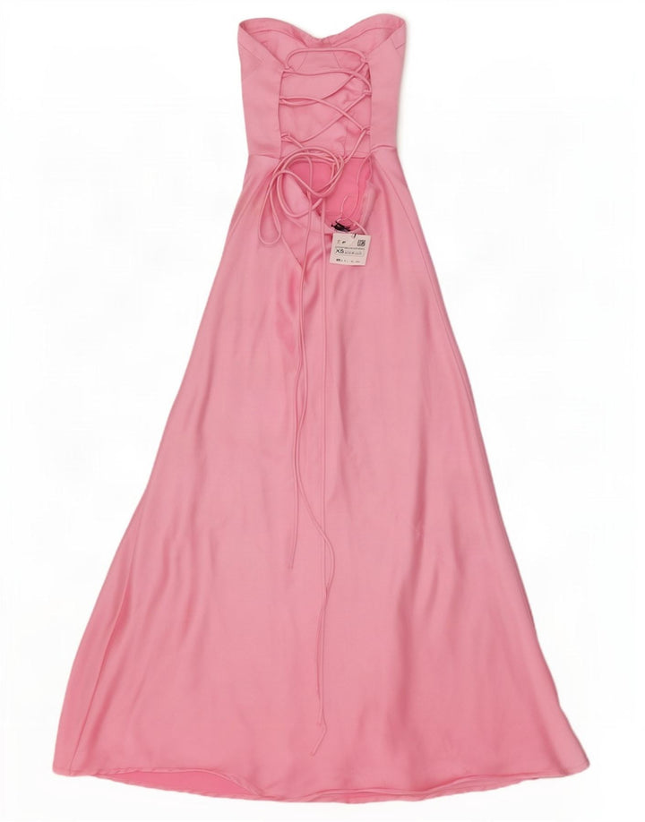 Vestito maxi senza spalline da donna Zara UK 4 XS Rosa