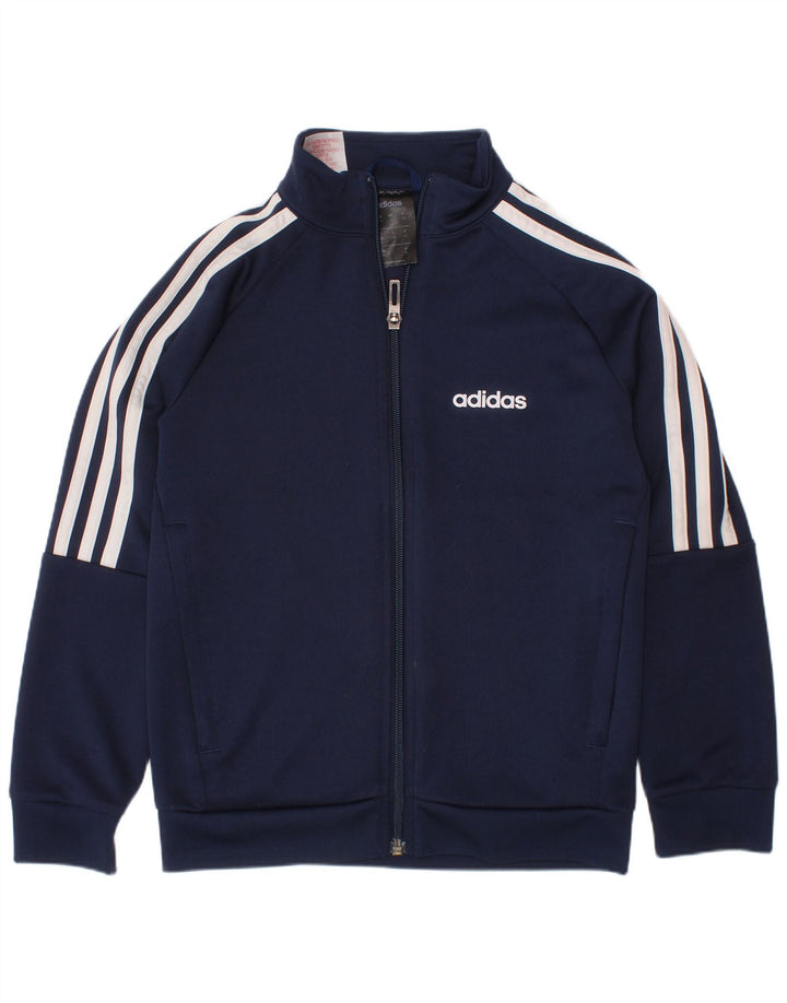 Giacca superiore della tuta ADIDAS da ragazzo Climalite 7-8 anni in poliestere blu navy