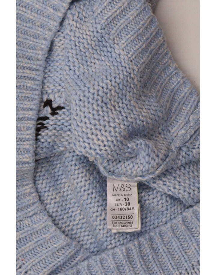 Maglione da donna con scollo a barca con grafica Marks & Spencer UK 10 piccolo blu