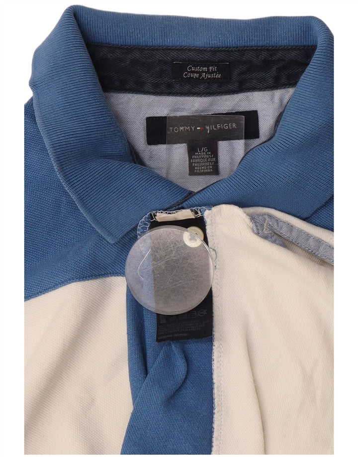Polo da uomo Custom Fit Tommy Hilfiger di grandi dimensioni in cotone a righe blu
