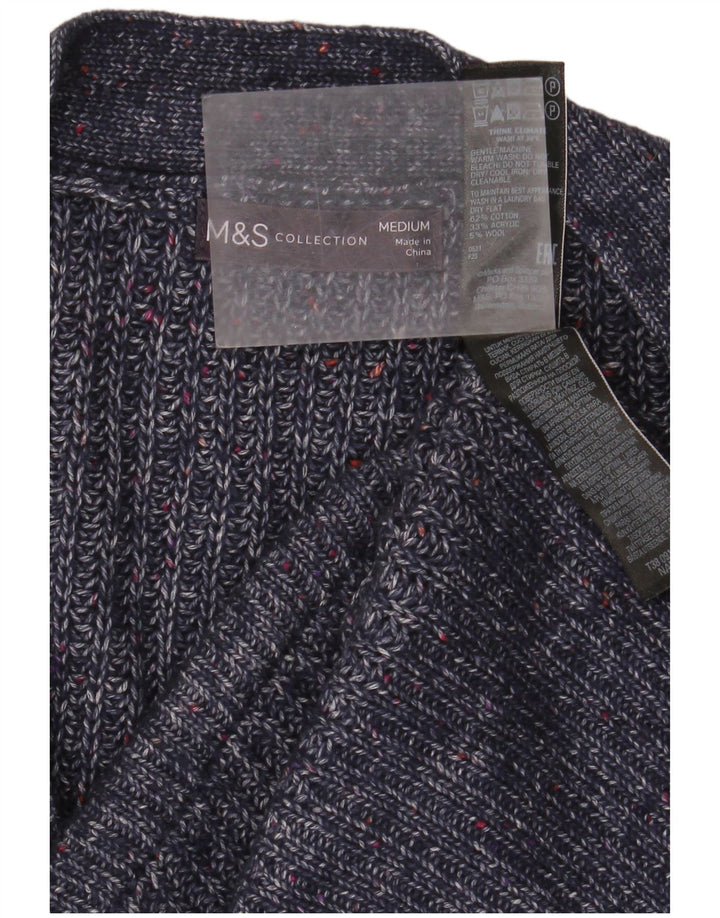 Maglione cardigan da donna Marks & Spencer UK 14 medio blu navy screziato