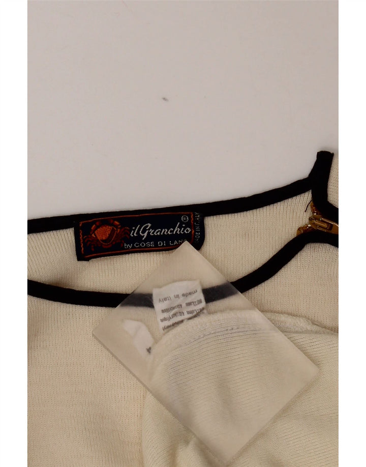 Maglione da uomo girocollo Il Granchio in lana color bianco sporco medio