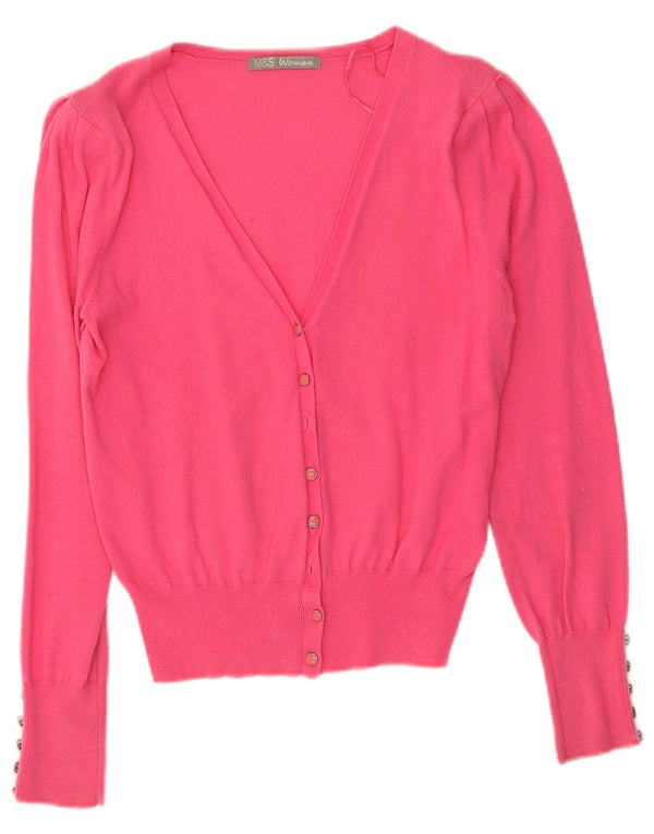 Maglione cardigan da donna Marks & Spencer UK 10 piccolo cotone rosa