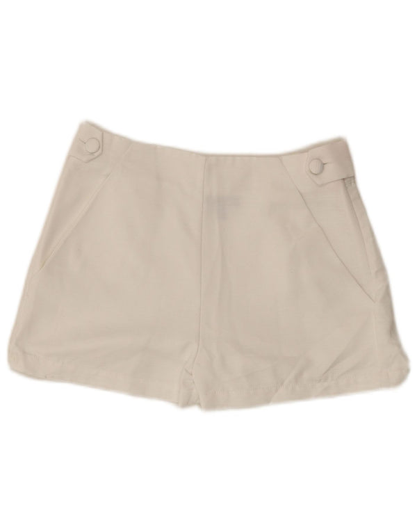 Pantaloncini chino a vita alta da donna Topshop UK 10 piccoli W28 poliestere bianco