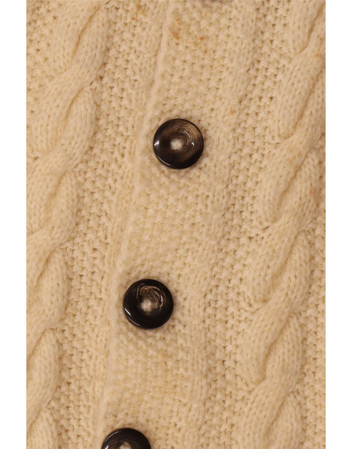 Maglione cardigan vintage da uomo piccolo bianco sporco