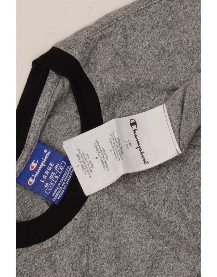 T-shirt grafica da uomo Champion Top grande in cotone chiazzato grigio